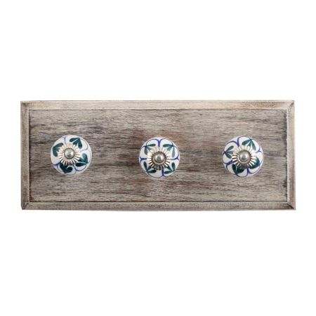 Green Shamrock Ceramic Wooden Hooks